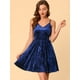 thumbnail image 2 of Mini Vestido De Fiesta De Terciopelo Con Tirantes Finos Y Cuello En V Para Mujer Azul real M, 2 of 6