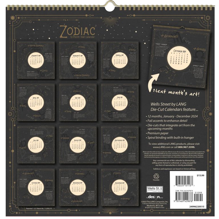 Zodiac 2024 12x12 Die-Cut Spiral Calendar (Other) - Walmart.com