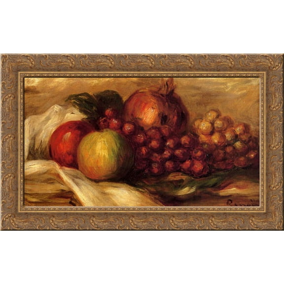 Still Life with Fruit 24x17 Gold Ornate Wood Framed Canvas Art by Renoir, Pierre Auguste