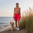 thumbnail image 7 of Dwellite Shorts for Women Low Rise Fold Over Short Wide Leg Yoga Pants Y2K Lounge Palazzo Gauchos Pant Red M, 7 of 7