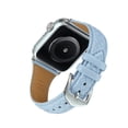 thumbnail image 6 of Bands Compatible with Apple Watch Band 38mm 40mm 41mm, Argyle Engraved Genuine Leather Wristband Starp for iWatch SE SE2 Series 9 8 7 6 5 4 3 2 1 Women Men,Blue, 6 of 9
