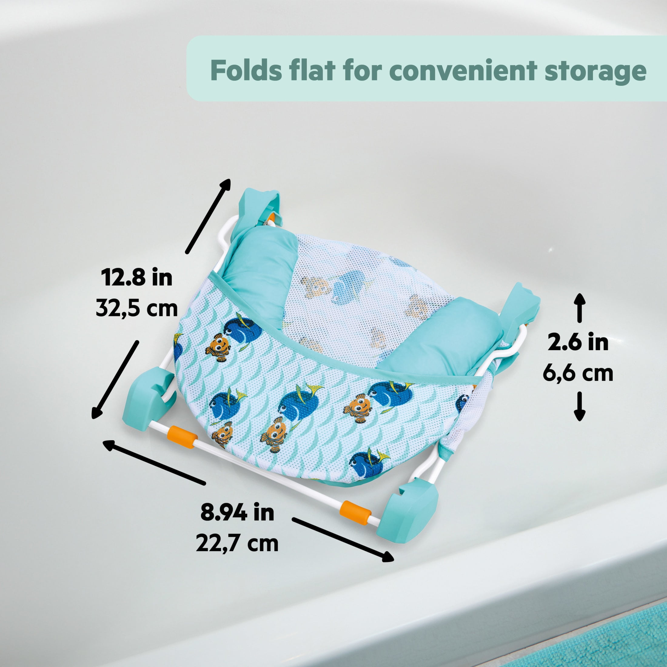 Disney Baby Finding Nemo Foldaway 2-Position Baby Bath Seat, Blue, Newborn