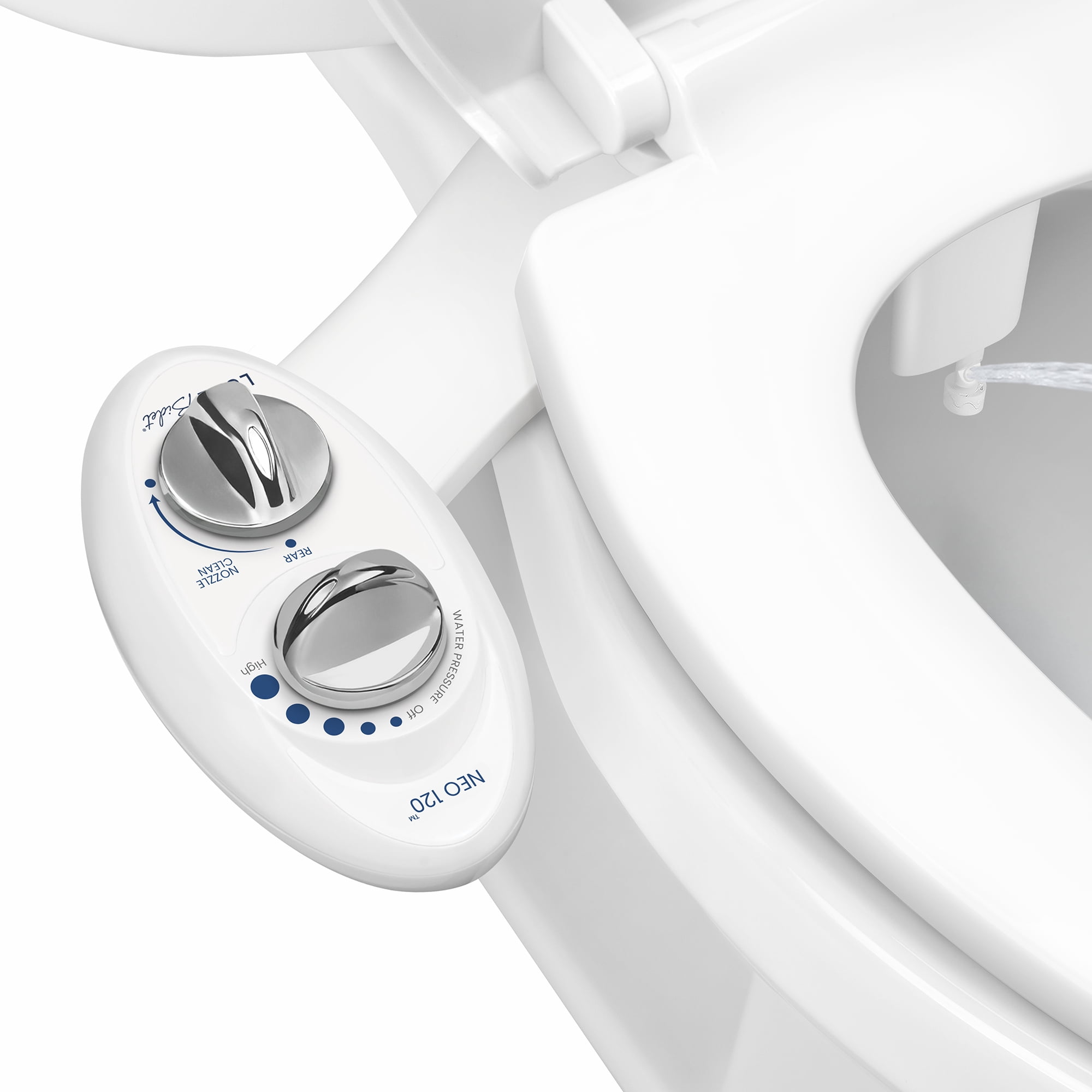 LUXE Bidet NEO 120 - Self-Cleaning Nozzle, Non-Electric Bidet Attachment, Rear Wash (White)