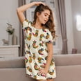 thumbnail image 3 of Rocae Boho Chicken for Nightgowns for Women Sleep Shirts Short Sleeve Nightshirt Pullover Nightdress, 3 of 6