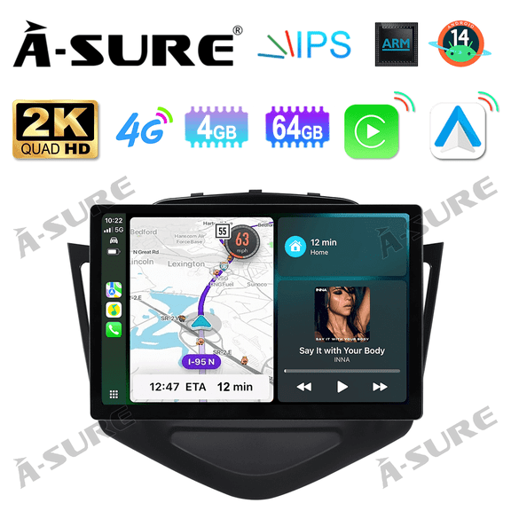Asure 13.1" 4 64G Car Stereos For Chevrolet Chevy Cruze J300 (2008-2014) with Android Auto and CarPlay Radio/BT 5.0/Navi