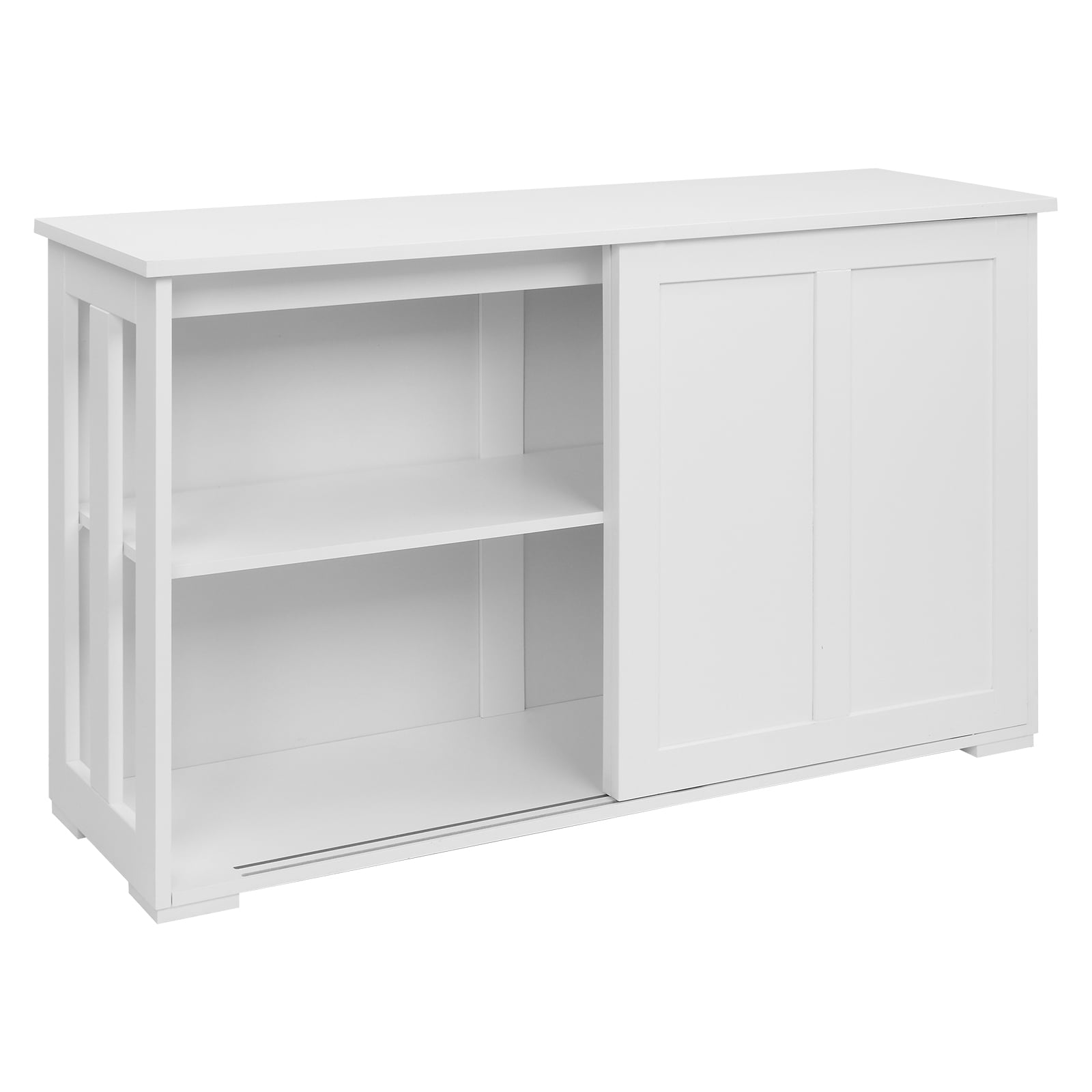 Durable Wooden Build Double Sliding Door Sideboard Porch White