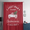 thumbnail image 5 of Christmas Tree Truck Red Background Semi Sheer Curtains Drapes for Living Room, Bedroom, French Doors Window 45 Inches Long, Rod Pocket Chiffon Curtain Drapery Voile Draperies Panel, 5 of 6