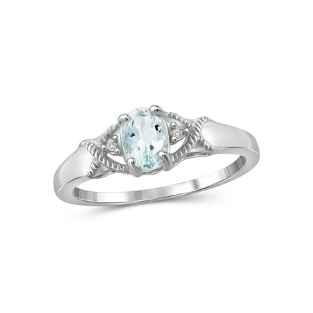 1/2 Carat T.G.W. Aquamarine And Accent White Diamond Sterling Silver Women's Ring
