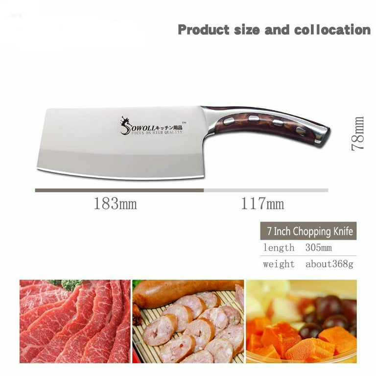 Vegetable Meat Cleaver Knife 8 inch - Professional Chinese Cleaver Knife  Butcher Knives Kitchen Chef Knives - German Stainless Steel - Ergonomic