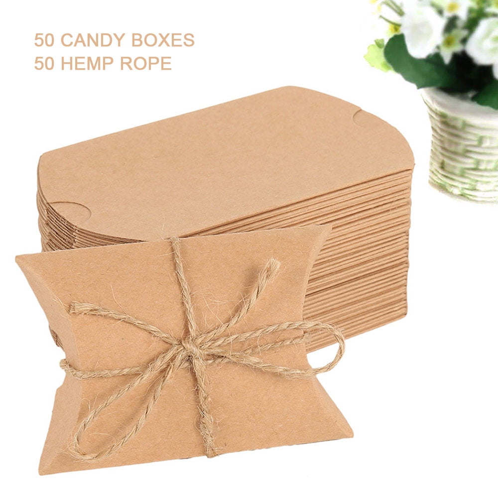 20-200pcs Cute Candy Boxes Pillow Gift Box Wedding Party Favor Kraft Paper 