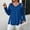 Blue, variant on Long Sleeve Shirts For Women V Neck Strap Cutout Long Sleeve T Shirt Loose Fit Soft Breathable Polyester Spandex Fabric Gray Xl-5Xl