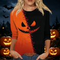 thumbnail image 2 of Womens Halloween Holiday Outfit Shirt,Halloween Scary Pumpkin Ghost Print Shirts Halloween Casual 3/4 Sleeve Crew Neck Tops For Women, 2 of 5