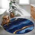 thumbnail image 4 of 4ft Washable Round Rug, Abstract Marble Non-Slip Circle Area Rug for Living Room Bedroom, Gold Texture Modern Navy Simple Style Indoor Floor Mat for Home Decor, 4 of 9