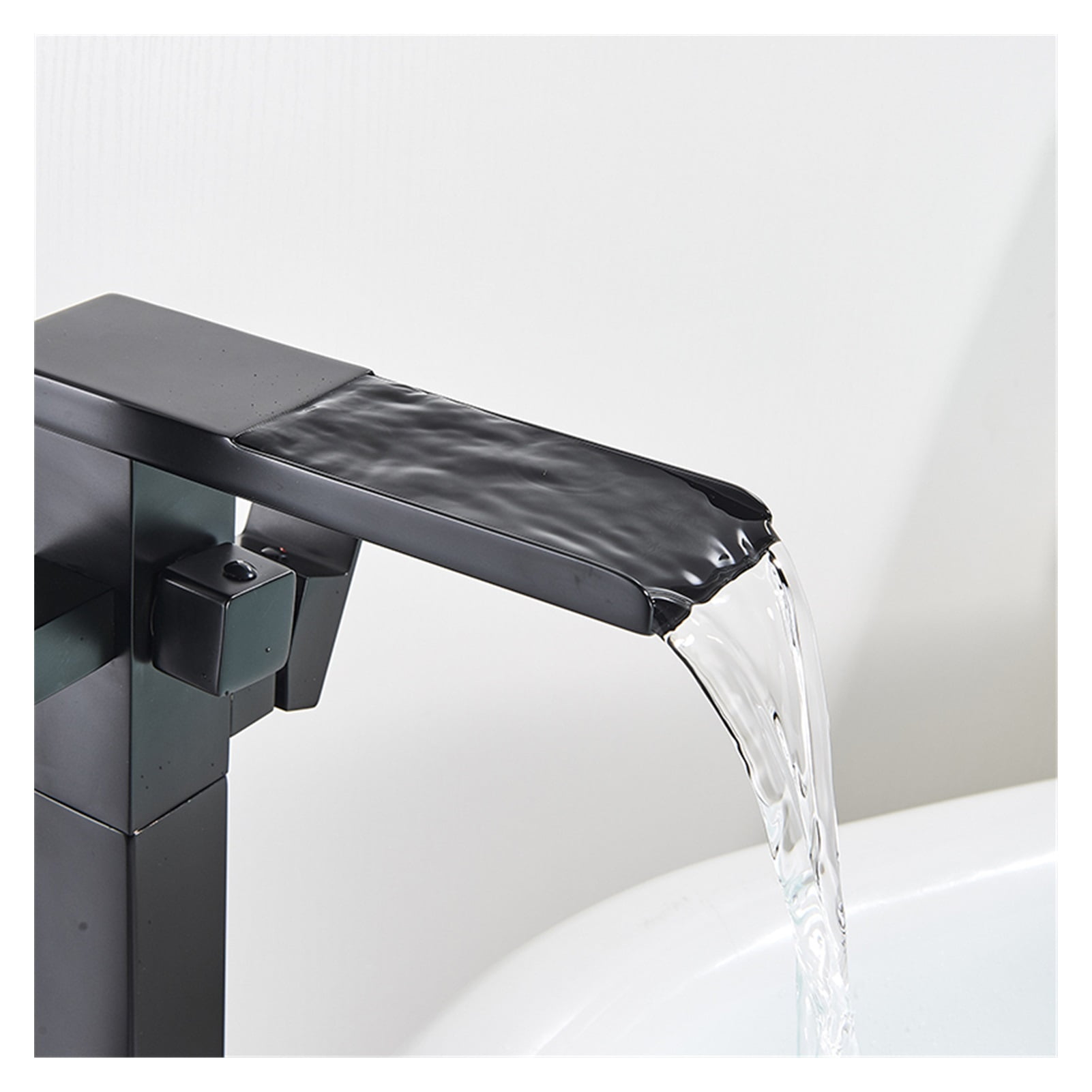 Matte Black Bathroom Standing Bathtub Faucet Tub Waterfall Spout Plastic Hand Shower Floor Stand Bath Tub Hot Cold Mixer Tap