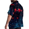 thumbnail image 3 of Valentine's Day Love ECG Men's Short Sleeve Hawaiian Shirt Button Down Poplin Beach Casual Printed Unisex Summer Tops, 3 of 6