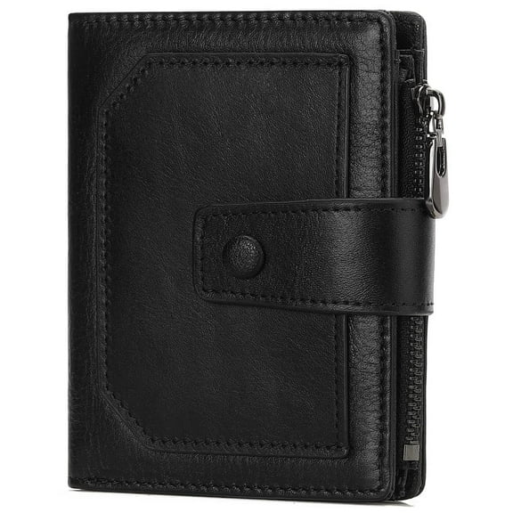 GAEKEAO Genuine Leather Wallets for Men with Zipper, RFID Blocking Mens Wallet with Coin Pouch, Bifold Wallet with 2 ID Windows in Gift Box, Billeteras de Hombres