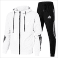 thumbnail image 3 of Sudadera y pantalón con capucha para hombre, traje de 2 piezas con cremallera, transpirable, de alta calidad, moderno, adecuado para primavera y otoño, 2, 3 of 5