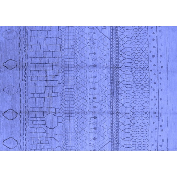 Ahgly Company Machine Washable Indoor Rectangle Oriental Blue Industrial Area Rugs, 2' x 3'
