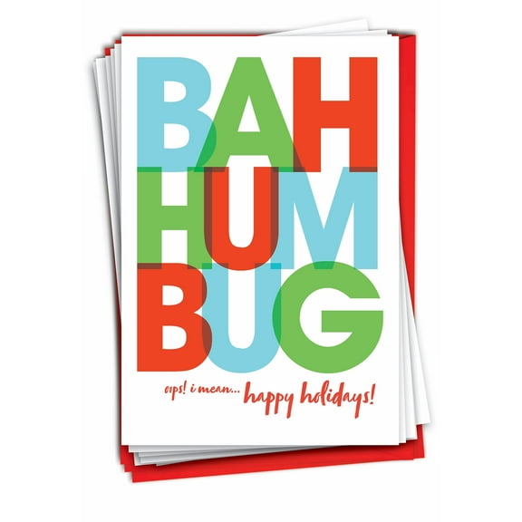 12 Christmas Greeting Cards (1 Design, 12 Cards) - Bah Humbug C3425XSG-B12x1