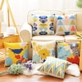 thumbnail image 3 of Blue and Yellow Pillow Covers Farmhouse Cotton Linen Outdoor Throw Pillow Covers 18x18 inch Decorative for Couch Sofa Patio Porch Flowers Pattern Pack of 2, 3 of 6