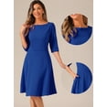 thumbnail image 2 of DARING DIVA Midi Boat Neck Short Sleeves A-Line Office Dress XS Royal Blue, 2 of 6