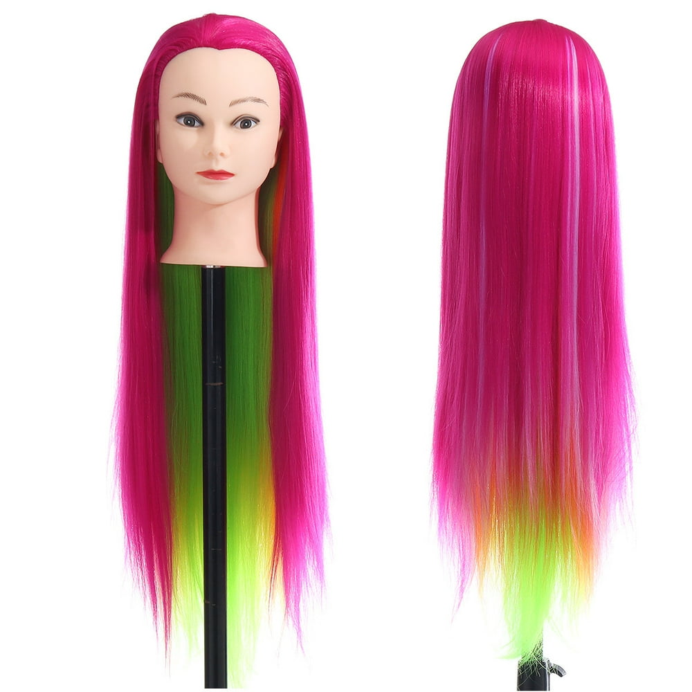 23" Colorful Long Hair Training Head Model , Practice Hairdressing