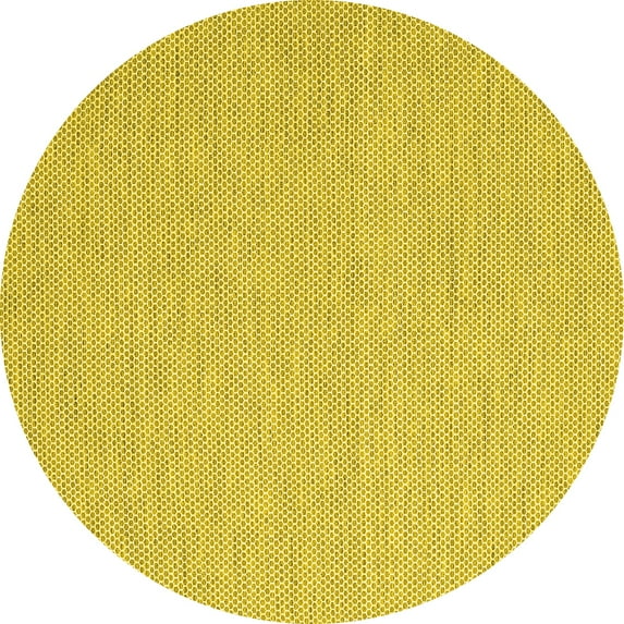 Ahgly Company Machine Washable Indoor Round Abstract Yellow Contemporary Area Rugs, 5' Round