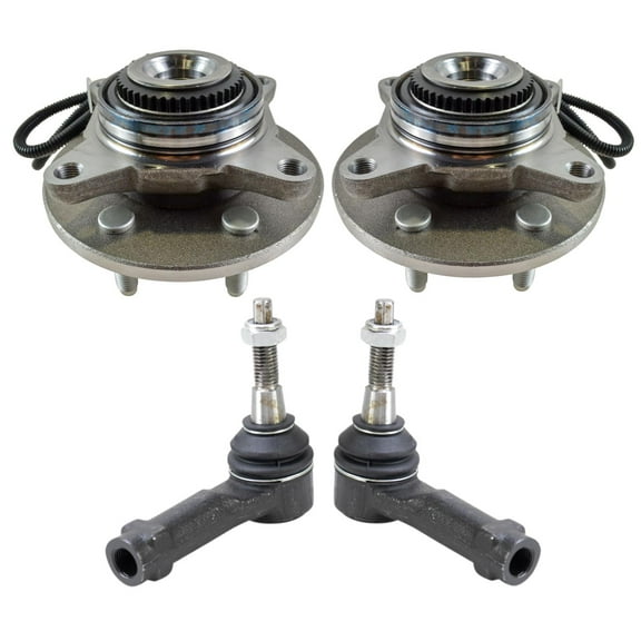 TRQ 4pc Steering Kit Wheel Hub Bearing Assemblies w/ Outer Tie Rod End Links PSA85545