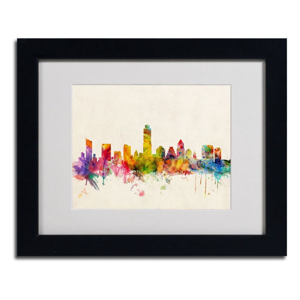 Trademark Fine Art "Austin, Texas" by Michael Tompsett, Black Frame