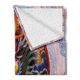 thumbnail image 2 of Dragon Soft Flannel Fleece Throw Blanket, Chinese Horns Mane and Claws Flower Ornament Mythical Creature Monster, Cozy Plush for Indoor and Outdoor Use, 70" x 90", Yellow Blue, by Ambesonne, 2 of 5