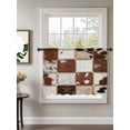 thumbnail image 2 of Sheer Curtains 45 Inch Length, Brown Beige Semi Sheer Curtains Light Filtering Window Treatment, Vintage Art Plaid Farmhouse Checkered Privacy Voile Drapes for Living Room Bedroom 52x45 Inch, 2 of 7