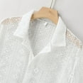 thumbnail image 4 of Men's Hollow Lapel Short Sleeve Shirt - See Through Design, Polyester Fabric, Sexy Casual Style for All Seasons, 4 of 8