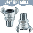 thumbnail image 4 of 4Sets NPT Air Hose Fitting 2 Lug Universal Coupling Chicago Fitting for Female and Male End (Male End,3/4Inch),4Sets * NPT Air Hose Fitting,Silver, 4 of 6