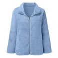 thumbnail image 4 of Arlun Women Cropped Fuzzy Coats Full Zipper Shaggy Short Winter Coat Trendy Fluffy Soft Comfort Warm Plush Outerwear 2025 Casual Stylish Oversize Outfits Blue XXXL, 4 of 5