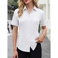 thumbnail image 3 of MOYIKO Womens Button Down Shirts Stretch Short Sleeve Dress Shirts Business Work Fitted Collared Office Basic Blouse, 3 of 7