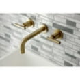 thumbnail image 2 of Kingston Brass KS8123CML Manhattan 2-Handle 8 in. Wall Mount Bathroom Faucet, Antique Brass, 2 of 5