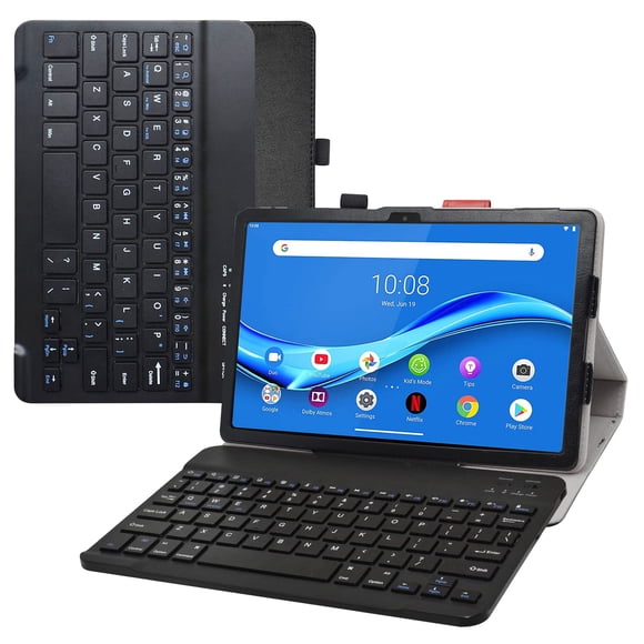 Funda con Teclado Bige para Lenovo Tab M10 Plus 10.6" Cuero PU