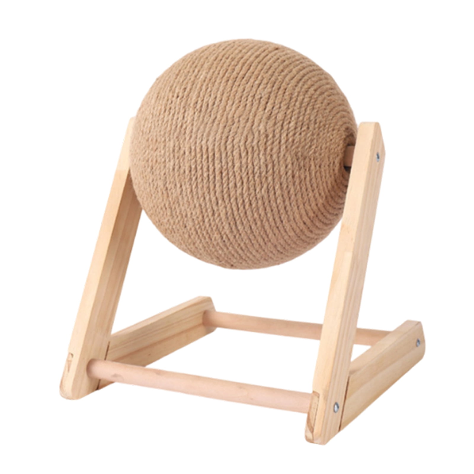 Cat Scratching Ball Natural Sisal Cat Scratcher Toy with Catnip Interactive Solid Wood Scratcher Ball Cat Scratch Post with Rotatable Ball for Indoor Cats and Kitten,E