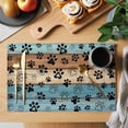 thumbnail image 2 of Light Blue Brown Placemats Set of 6, Rustic Farmhouse Dog Paw Vintage Placemats for Dining Table, Place Mats for Kitchen Tabletop, Waterproof Wipeable Dining Table Mats Set, 2 of 9