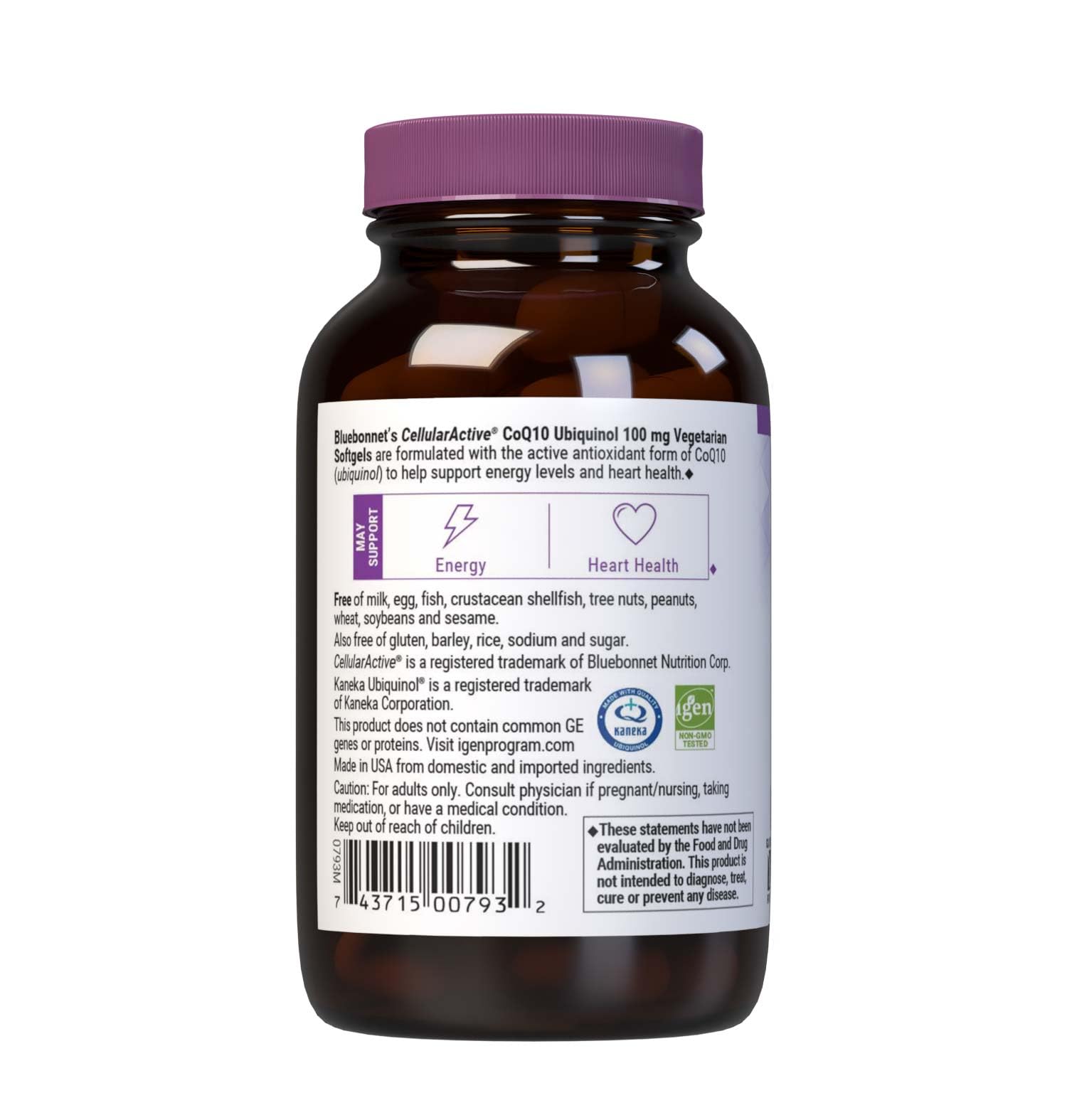 Bluebonnet Nutrition Ccellular Active CoQ10 Ubiquinol Vegetarian Softgels, 100mg, 60 Count