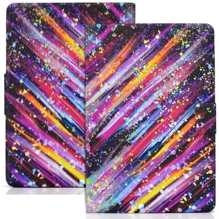 Cute Case for 2021 All-New Kindle Paperwhite E-reader (6.8 Inch, 11th generation) - Flip Folio Magnetic Cover with Card Holders, Slim Lightweight PU Leather/Silicone Composite Case (Rainbow)