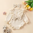 Baby Girl Ruffle & Bow Bodysuit Set, Textured Knit Long Sleeve Romper ...