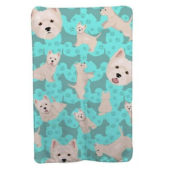 Carolines Treasures MLM1019TBLT 58 x 36 in. Blue Westie Soft Travel Blanket with Bag