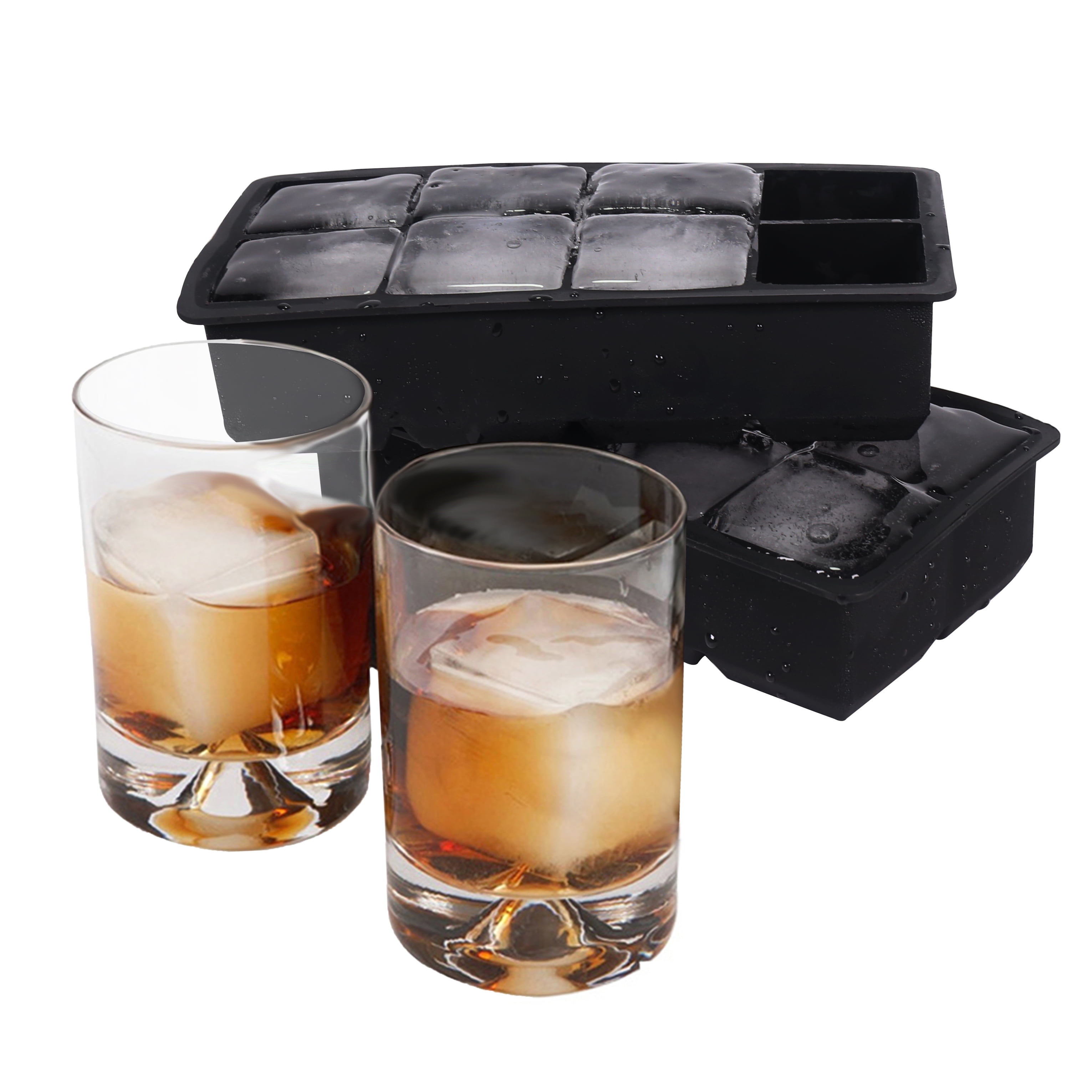 ITWIST Large Ice Cube Tray, 2''Whiskey Ice Mold with Bin & Tong, Square Ice  Cube Mold Making 10Pcs Ice Cubes for Cocktails Whiskey Bourbon Scotch-Easy