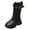 Black, variant on Girls White Combat Boots Lace-Up Side Zipper Knee High Boot Casual Pu Leather Punk Goth Shoes for Kids Pink 6.5-7Years