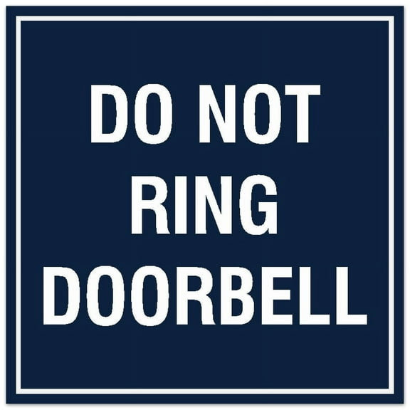 Signs ByLITA Square Do Not Ring Doorbell Sign - Easy Installation | Durable Material (Navy Blue / White) - Large