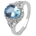thumbnail image 1 of Genuine Oval Blue Topaz and White Topaz Ring in Sterling Silver - Size 6.00, 1 of 1