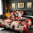 thumbnail image 4 of meiyoeat Samurai Japanese Dragon Full Size Comforter Sets for Boys, Galaxy Cherry Blossoms Bedding Comforter Set, Dark Crimson, Black Reversible, 3 Pieces, 1 Comforter and 2 Pillowcases, 4 of 6