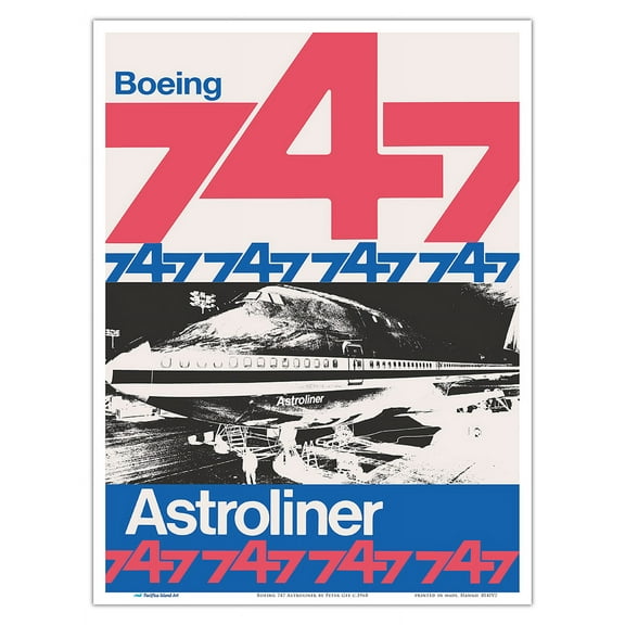 Boeing 747 Jet - Astroliner - Vintage Airline Travel Poster by Peter Gee c.1968 - Master Art Print (Unframed) 9in x 12in