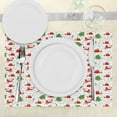 thumbnail image 3 of Ambesonne Christmas Place Mats Set of 4, Xmas Tree Santa Claus, Standard Size, Green and Red, 3 of 6
